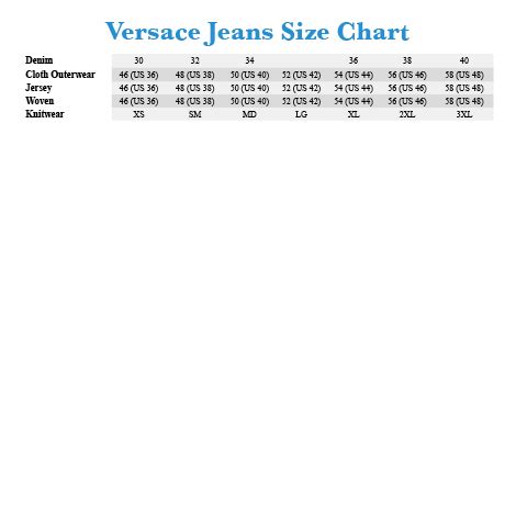 Versace Jeans size chart women